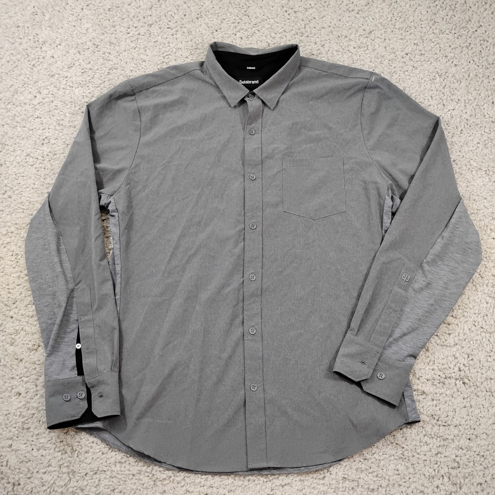 Betabrand Shirt Mens Extra Large Gray Button Polyester Performance Tech Modern